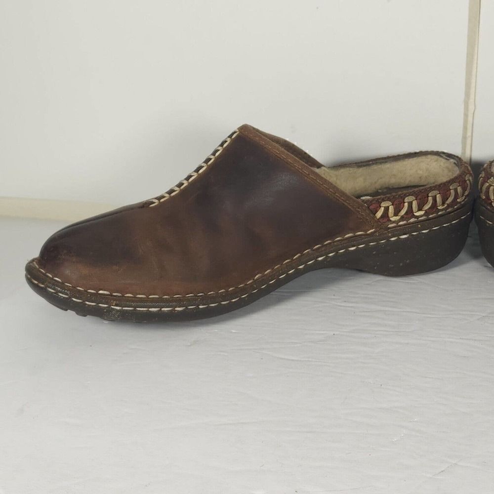 UGG Women's Kohala US 9 Brown Leather Sheepskin Shearling Slip-On Clogs Shoes - Picture 6 of 13